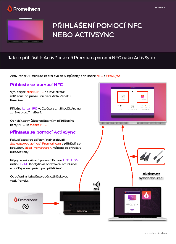 Přihlášení pomocí NFC nebo ActivSync